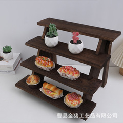木製多層棚レトロ台形置物棚化粧品デスクトップ整理収納アクセサリー展示棚