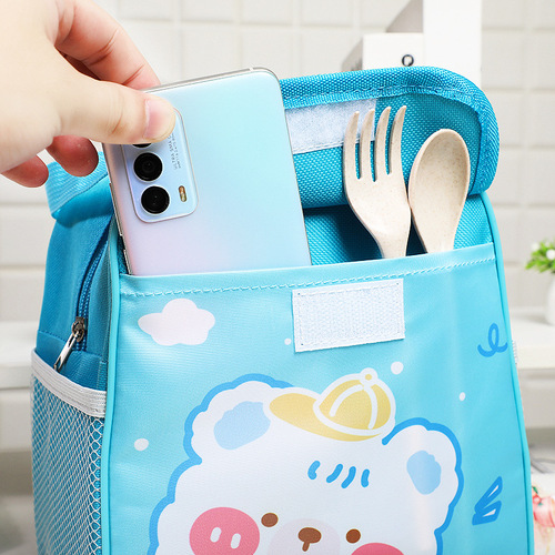 Cartoon lunch box bag, portable insulated lunch bag, student lunch bag, lunch bag for outing, cute flip-top lunch bag
