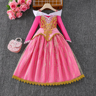 Foreign Trade Aurora Girl Princess Dress Sleeping Beauty Halloween Dress Birthday Dress Cosplay