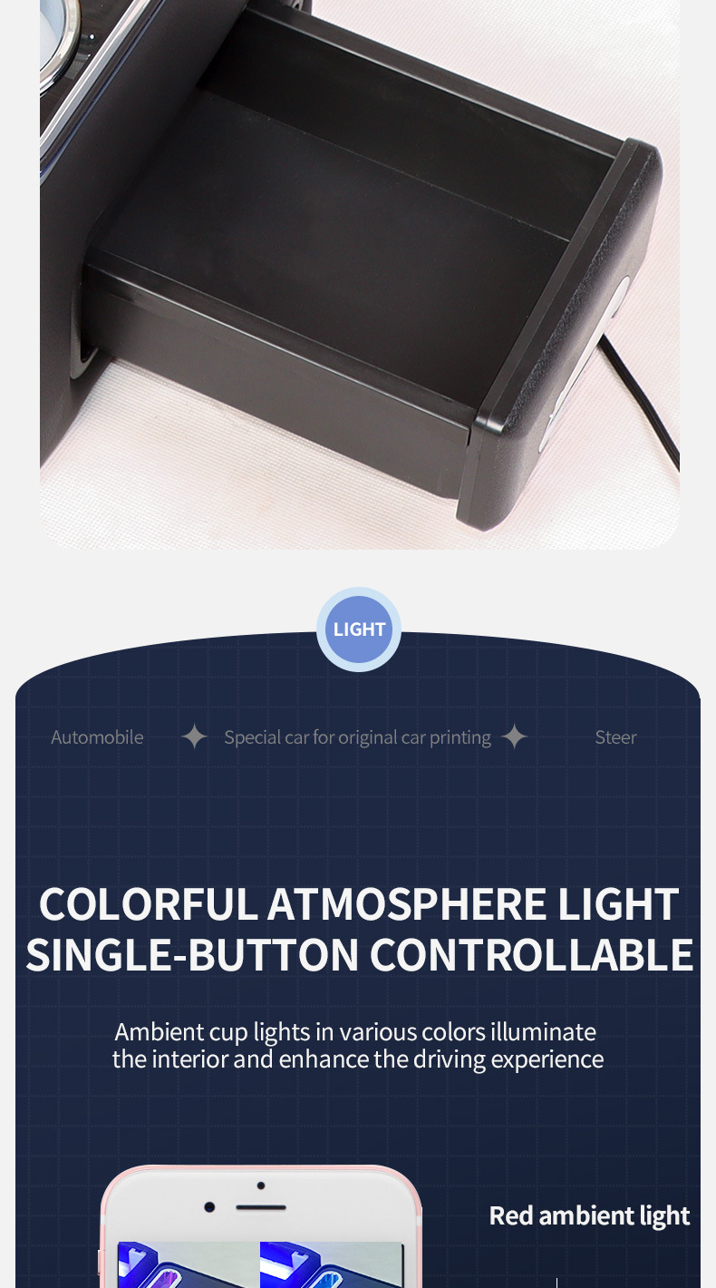 Car Rear Storage Box, Universal Truck Armrest Box, Storage Box, Cup Holder, Armrest Cushion, Interior Modification