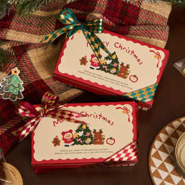 2024圣诞节翻盖礼物盒烘焙糖果糖霜饼干包装盒曲奇礼品盒子新年