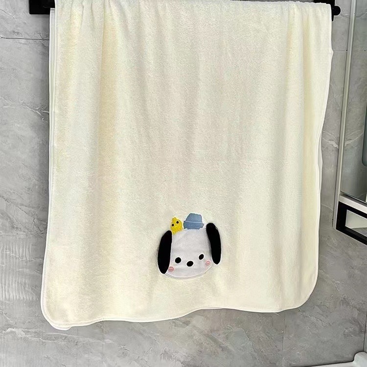 パチャ犬アニメかわいいタオル柔らかい吸水サンゴベルベットバスタオル洗顔風呂厚い乾いたタオルカバー|undefined
