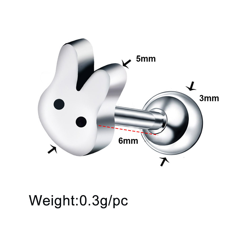 Fashion Rabbit Star Stainless Steel Plating Ear Studs 1 Piece