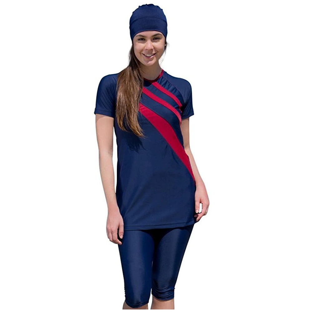 Внешняя торговля оптом купальник женский консервативный купальник с короткими рукавами шить пляжный купальник Защита от солнца пляжный костюм