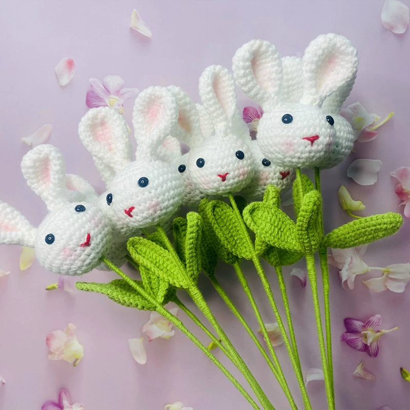 Rabbit, woven doll, sunflower, handmade