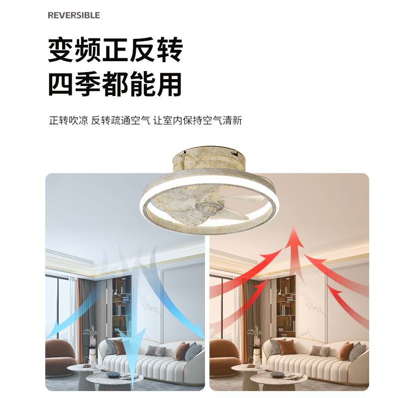 Luz de ventilador de techo de ABS, luz de 3 colores, control remoto de 6 velocidades, para sala de estar y dormitorio