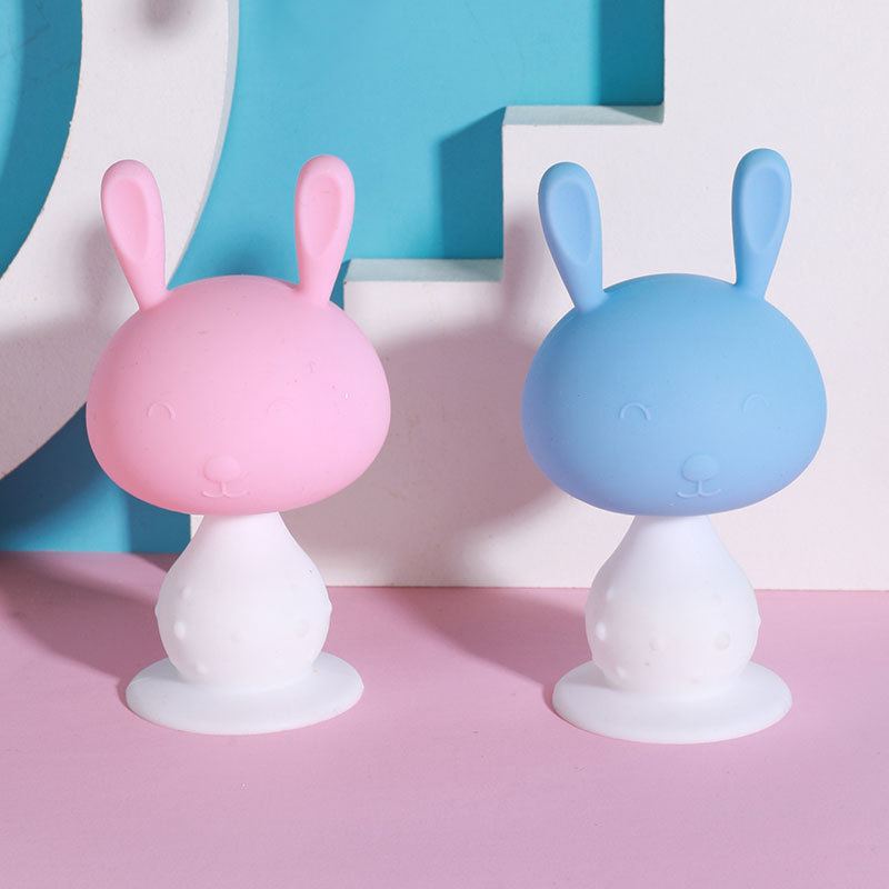 Baby Teething Toys Baby Teething Rods Anti-Sucking Silicone Chewer Rabbit Small Mushroom Cookable Toy 