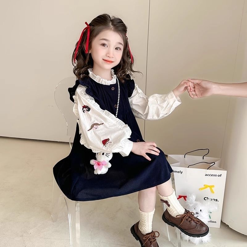 新款女童春秋套装洋气儿童公主连衣裙宝宝春装衬衫两件套春季外穿