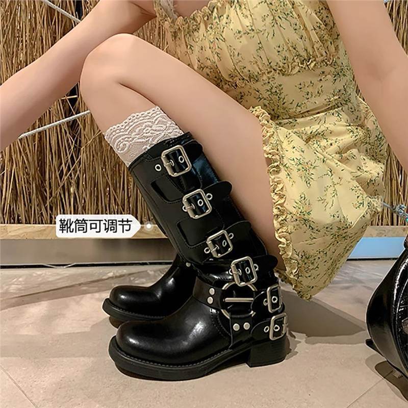 真皮百搭美式短靴女2025春秋新款时尚气质粗跟复古短筒马丁靴|undefined