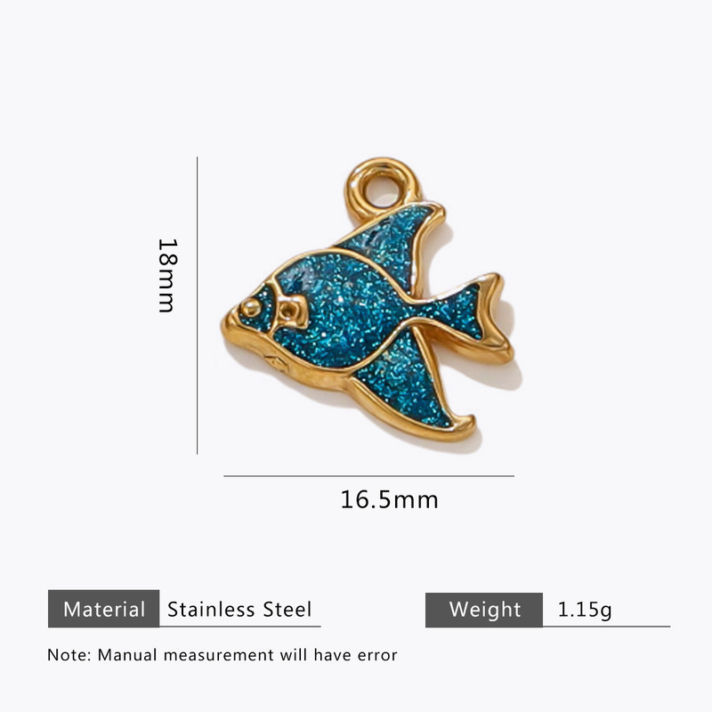 カラフルなオイルドリップ加工ステンレス鋼小魚ペンダントオーシャンスタイル DIY ジュエリーアクセサリーブレスレットネックレスペンダント素材|undefined