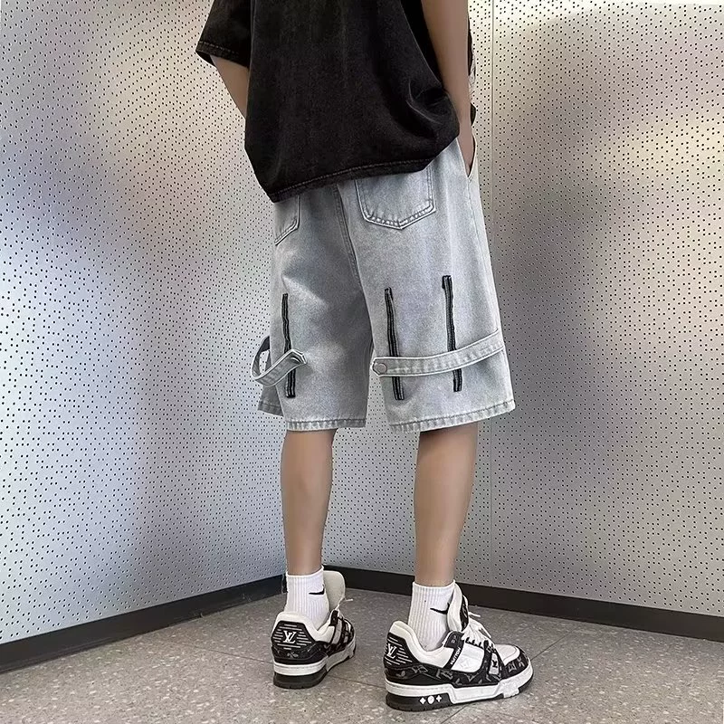 Denim skirt, summer shorts, thin trousers, American style, loose straight fit, oversize