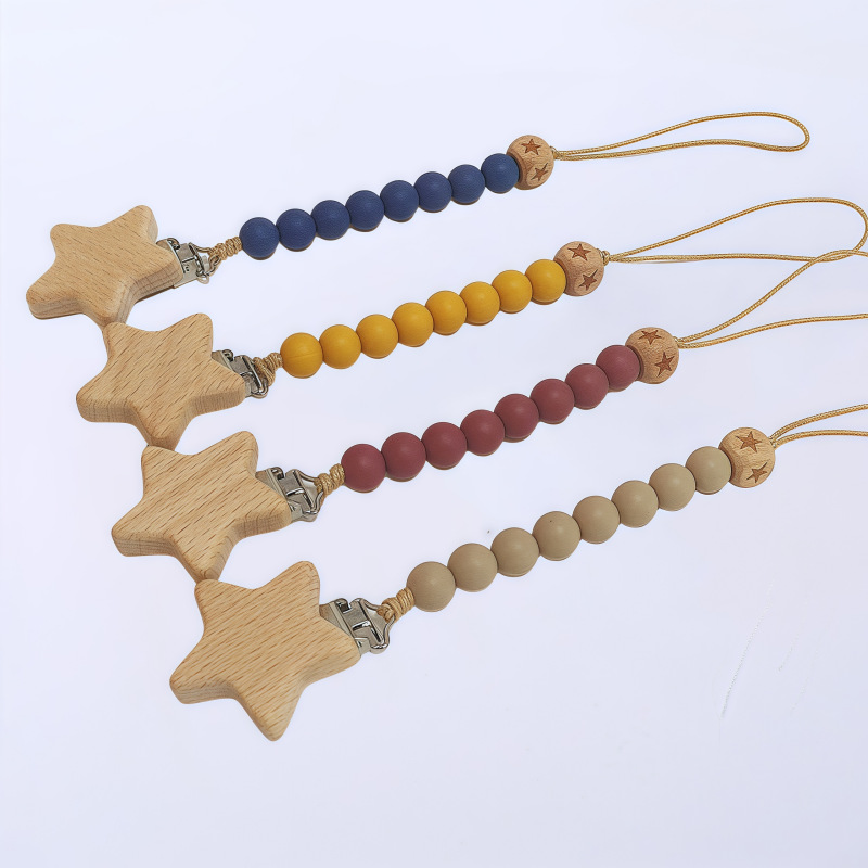 Anti-loss silicone pacifier tooth gum molar stick anti-drop chain lanyard baby toy bite fixing clip