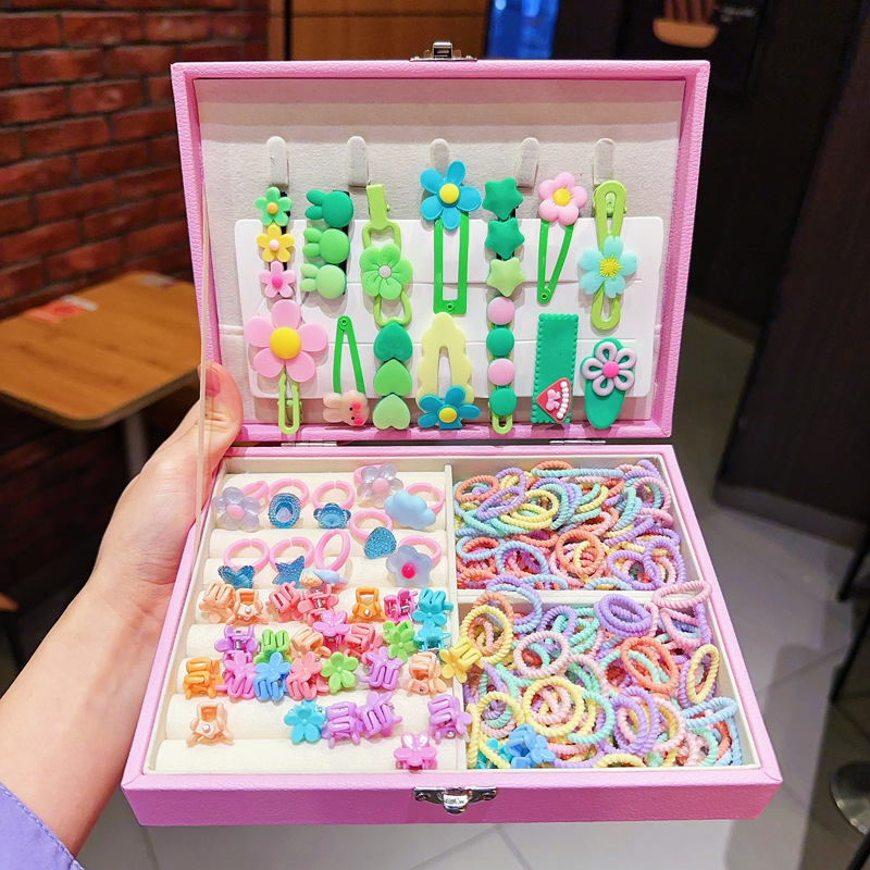 Caja de regalo para niños Jewelry Set linda niña pequeña regalo de cumpleaños princesa cabello cabello cuerda caja de joyería de alta gama