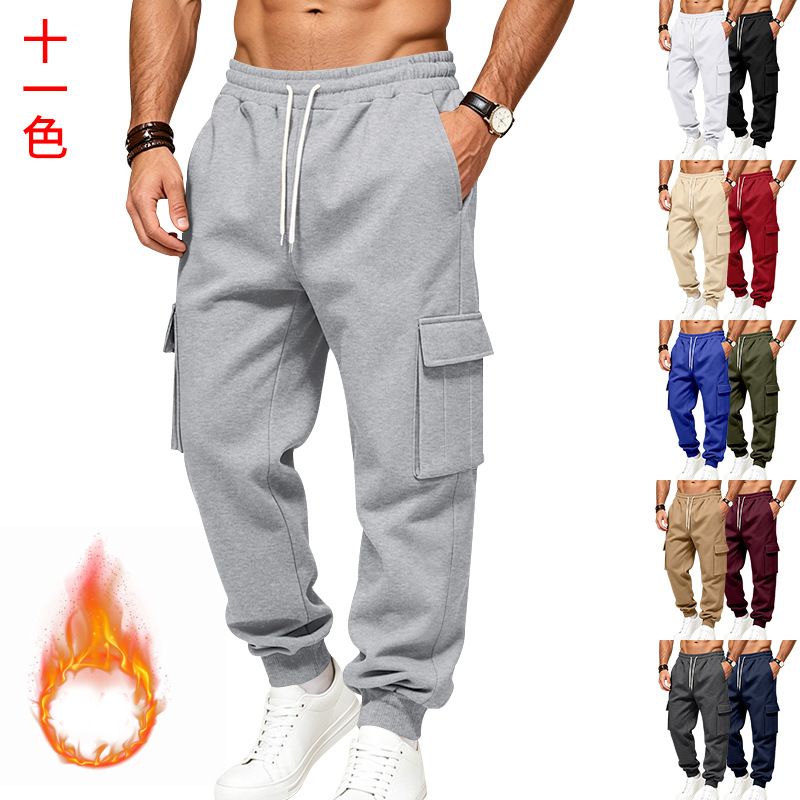 European and American cross-border foreign trade men's outdoor casual sports loose multi-pocket workwear versatile plus-size knitted sweatpants for men