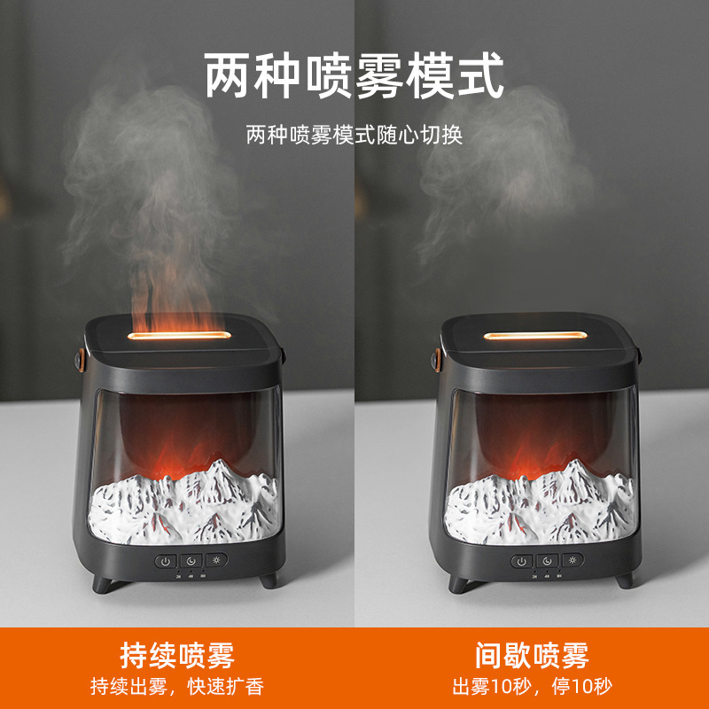 跨境新款极光香薰机3D仿真火焰七彩家用桌面精油加湿器|undefined