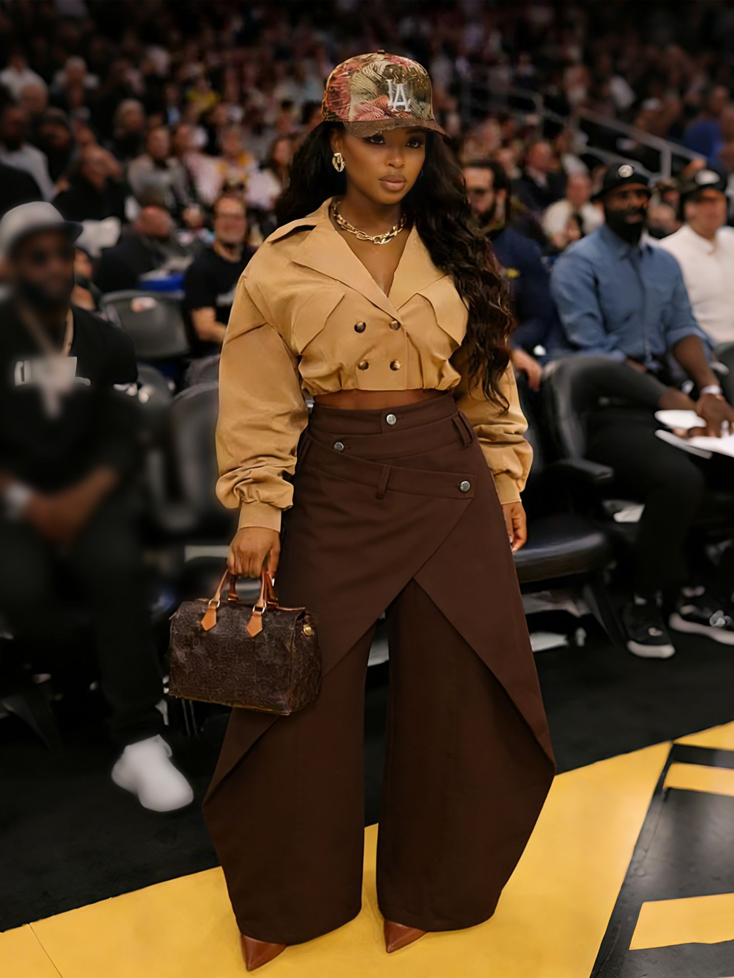 Women's Clothing Retro High-Waisted Wide Leg Pants Irregular Crossover Metal Buckle Slimming Flowing Trousers For Women Hot Girl Style_mkmklike.com