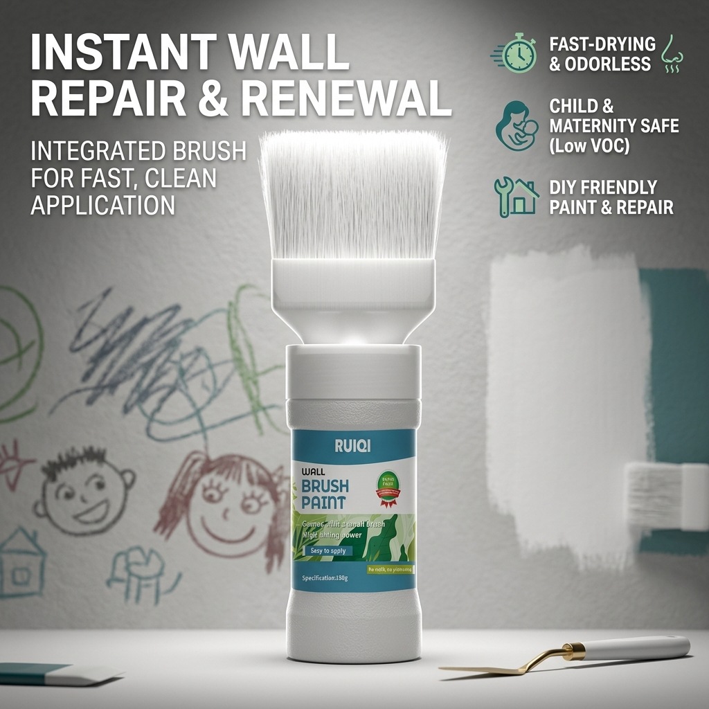 跨境墙面毛刷漆水性净味乳胶漆内墙翻新遮污修补白色涂料自刷墙漆|ru
