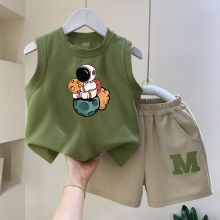 夏季帅气爆款洋气宝宝孩短背心幼儿园童装儿童男童夏装无袖套装12
