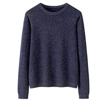 秋冬100纯山羊绒衫女圆领金丝套衫保暖休闲内搭针织大码羊绒毛衣