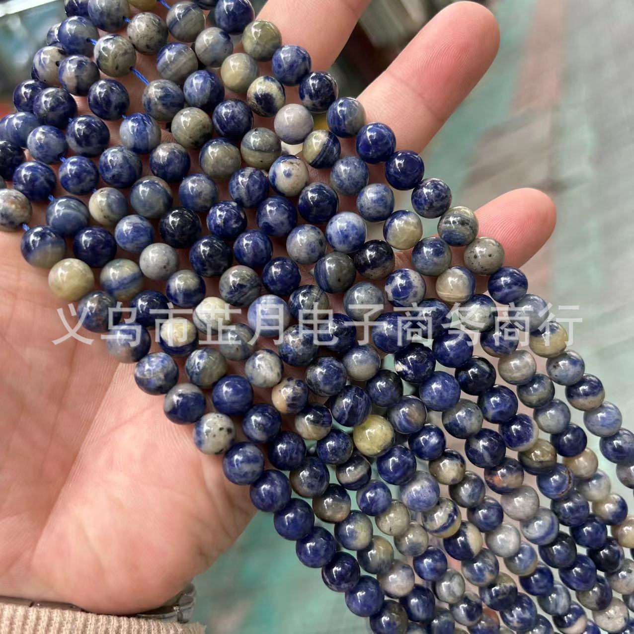 廠家直銷 天然進口藍紋石半成品散珠 DIY手工飾品配件手鍊批發