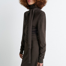 2025秋季新品不规则飘带针织开衫毛衣女设计感时尚修身长袖上衣女