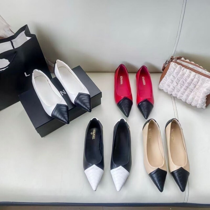 Two-tone pointed-toe flat shoes for women, new style, versatile, comfortable, retro, shallow-cut, commuting sheepskin shoes for women Two-tone pointed-toe flat shoes for women, new style, versatile, comfortable, retro, shallow-cut, commuting sheepskin shoes for women
