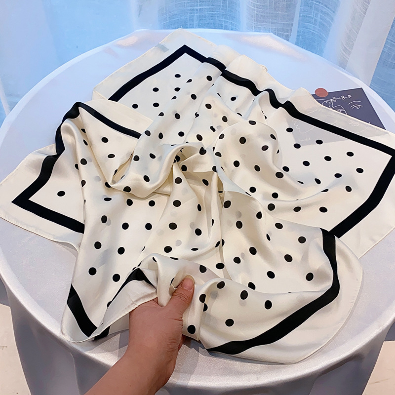 Silk Scarf Women's Spring and Autumn Thin Imitation Silk Small Square Scarf All-match Decorative Scarf Internet Celebrity Hair Belt Polka Dot Professional Scarf Silk Scarf Women's Spring and Autumn Thin Imitation Silk Small Square Scarf All-match Decorative Scarf Internet Celebrity Hair Belt Polka Dot Professional Scarf