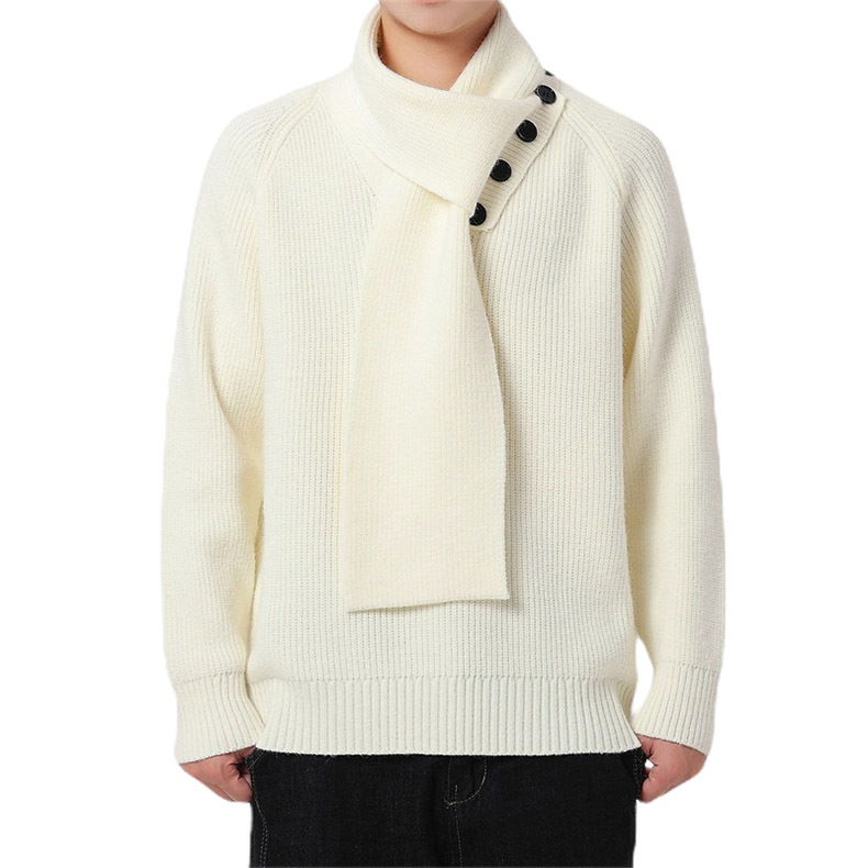 Explosiones transfronterizas de tamaño grande turban desmontable camisa de punto suéter masculino botón de sentido superior otoño invierno fábrica al por mayor