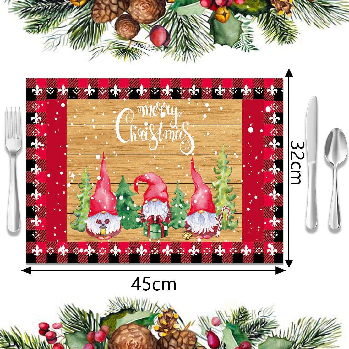 Christmas decoration placemats New style printed tableware insulation pads simple and versatile western placemats_voghion.com