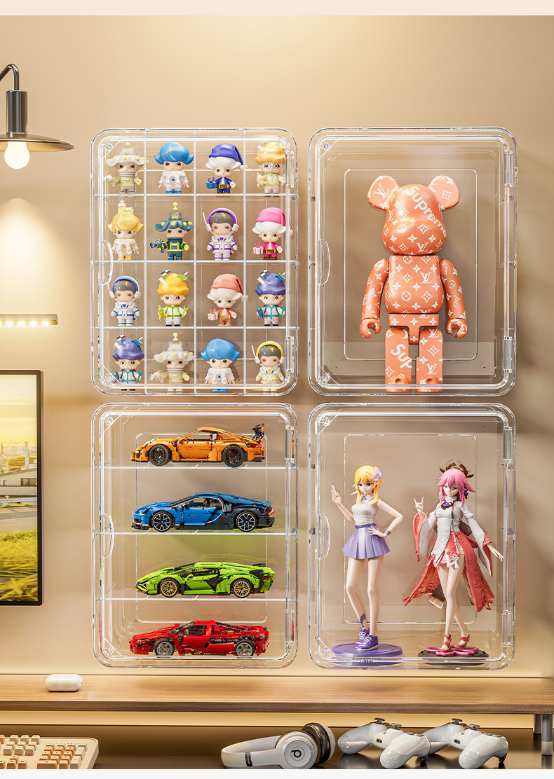 Wall-mounted Bubble Mart Hand-held Storage Box Dustproof Transparent Magnetic Door Blind Box Display Cabinet Grain Display Box