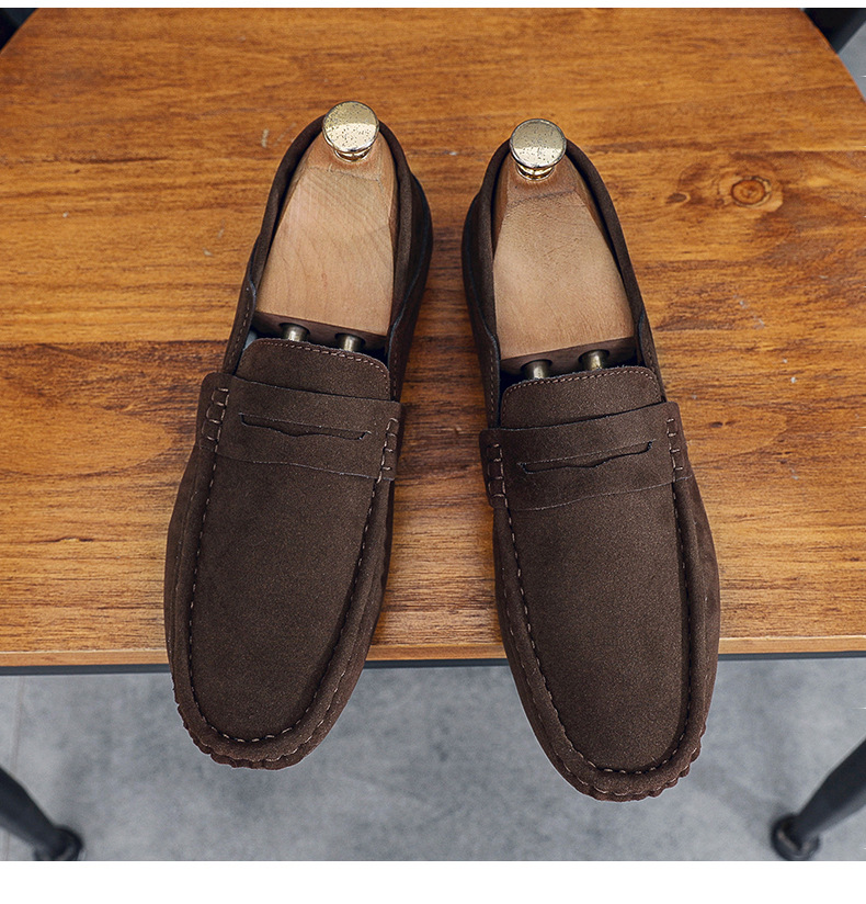 New loafers men's shoes bean shoes hair trend fashion British lazy man a slip-off half drag_voghion.com