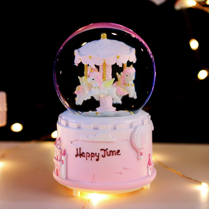 クリエイティブギフト回転トロイの木馬クリスタルボール誕生日プレゼント振り子友達ユニコーンオルゴール卸売りプレゼント|undefined