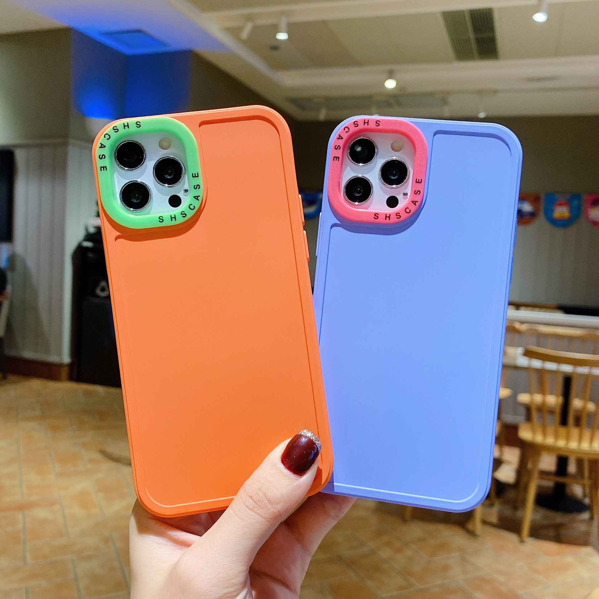 100g Weight Fashion Style Purple, Green, Yellow, Black Color Foreign Trade New Applicable 13pro Contrast Color Silicone 11 Phone Case 678p Photo Frame 12 Protective Case 2