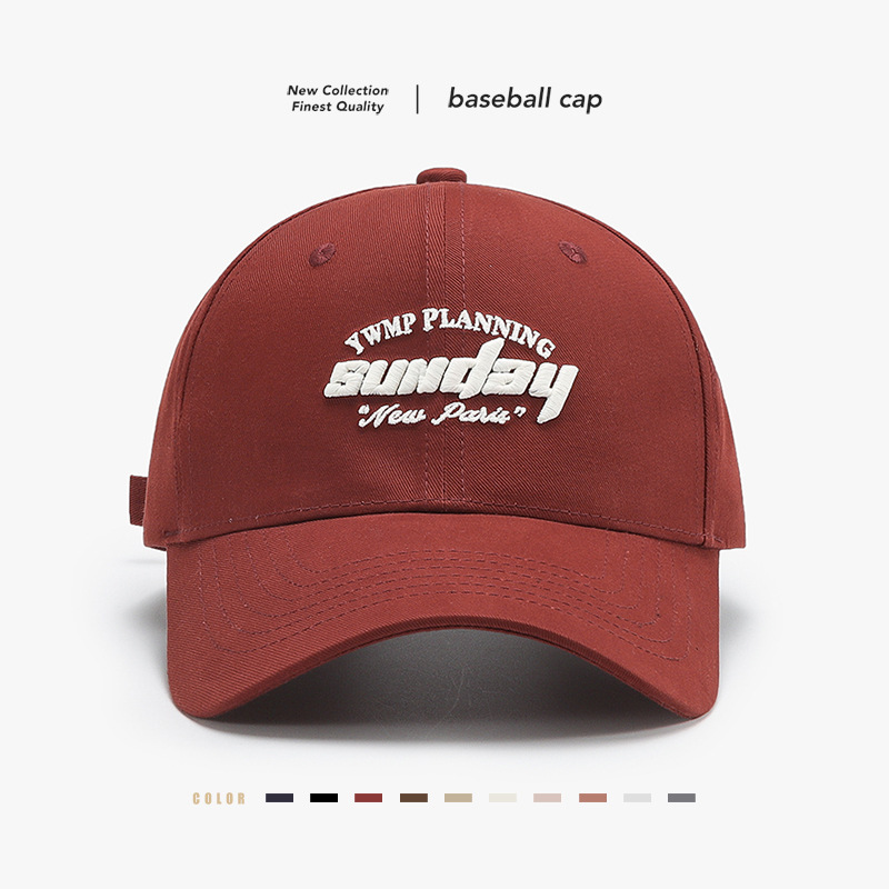 Letter Embroidery Washed Baseball Spring Summer Japanese Style Large Head Circumference Trendy Denim Duckbill Cap Wide_voghion.com