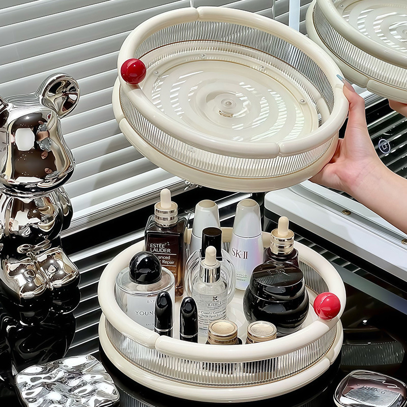 Rotating Cosmetics Storage Box, Desktop Skin Care Product Tray, Lipstick, Perfume, Lotion, Dressing Table Storage Tray