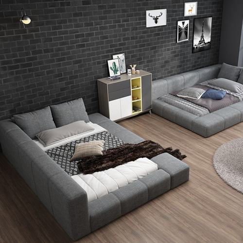 Fabric tatami bed for second and third babies, parent-child bed, splicing bed, family bedroom, widened master bedroom, modern simple bed