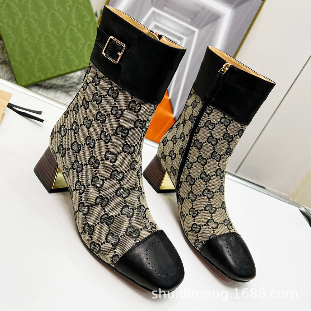 Boots Ankle autumn and winter high-heeled women's short boots G…