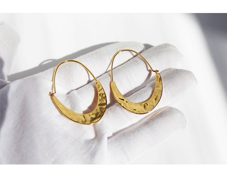 Travel Occasion Copper Material European And American Ins Cold Style Fashionable Temperament Geometric Metal Sheet Earrings Fashion Texture Simple Ear Clip Earrings 616
