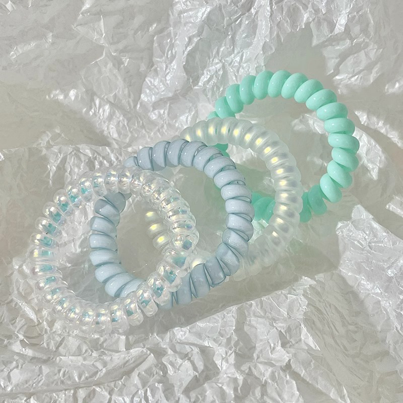 Línea telefónica azul anillo de cabello para mujeres 2025 nueva cuerda de cabeza de alta elasticidad duradera no dañando el cabello banda de goma bola de cabello