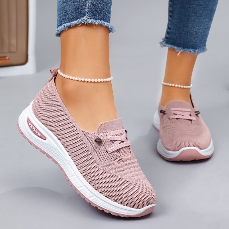 Summer Slip-On Cloth Shoes with Soft Soles, Breathable Fly-Knit Shoes, Lightweight Mom Shoes, Summer Women's Shoes, Mesh Shoes
