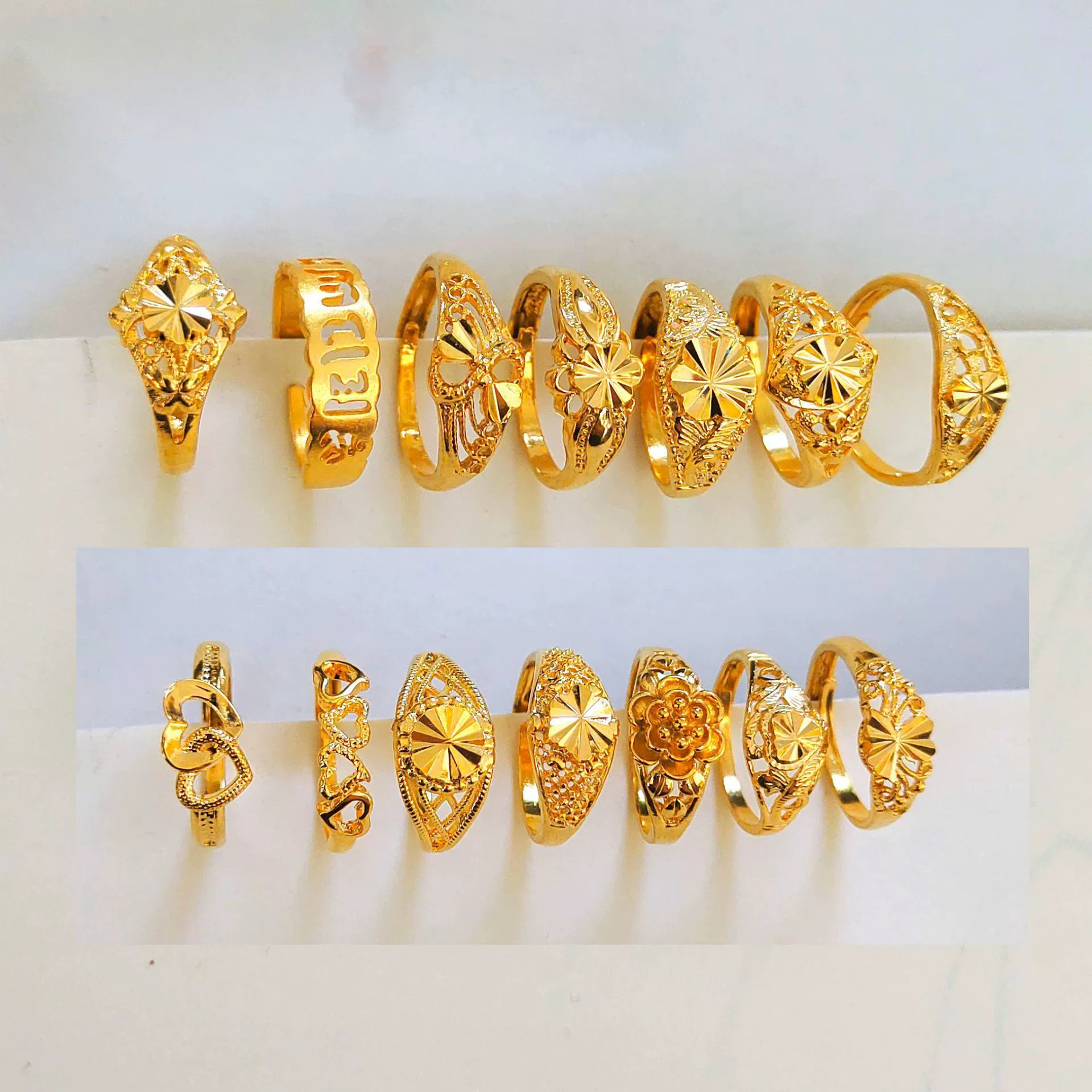 Вьетнамское песочное золотое большое цветочное кольцо женская вакуумная гальваника не выцветает в течение длительного времени