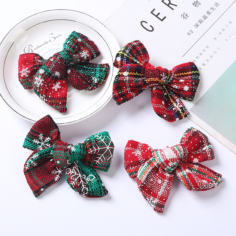 Cute Plaid Bow Knot Cloth Bowknot Hair Clip 1 Piece display picture 3