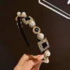 Retro headband from pearl, fashionable hair accessory for face washing, South Korea, internet celebrity