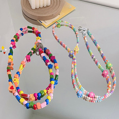 小清新彩色不規則手機鏈掛脖斜跨式通用手機殼手機掛繩耳機套掛鏈