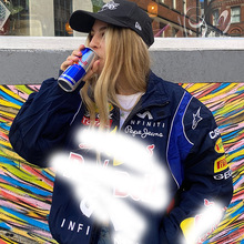 2025春秋新款跨境夹克亚马逊运动风黑色印花休闲宽松长袖风衣外套