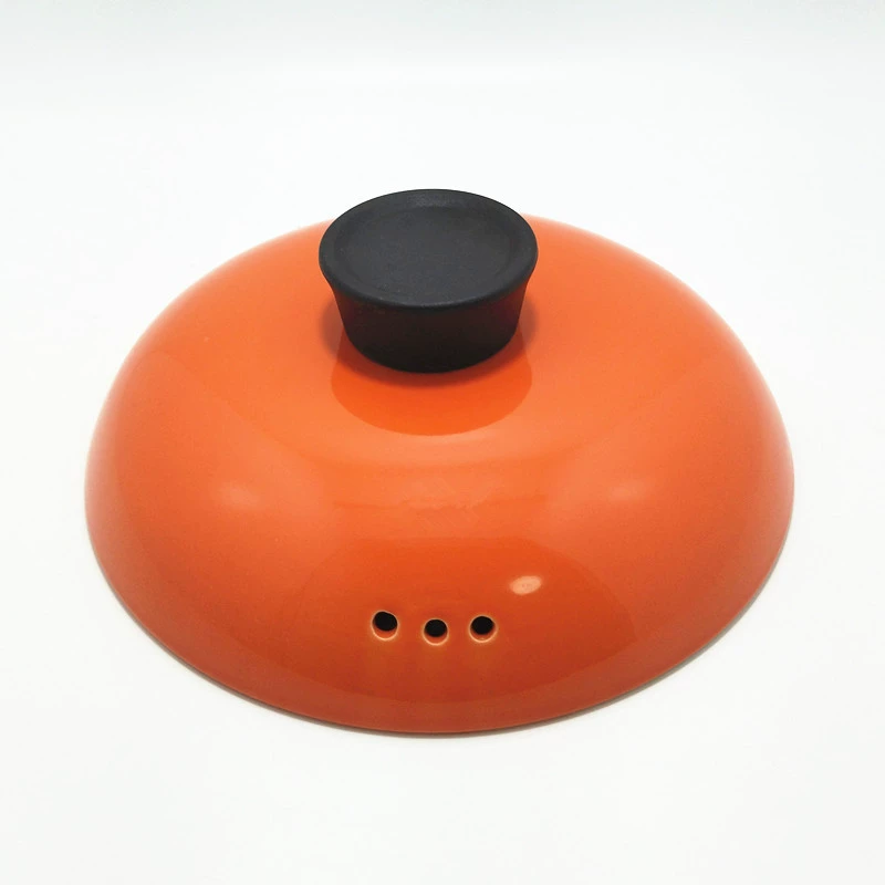 Оранжевая керамическая крышка запеканки однокрытая универсальная кастрюля с песком крышка