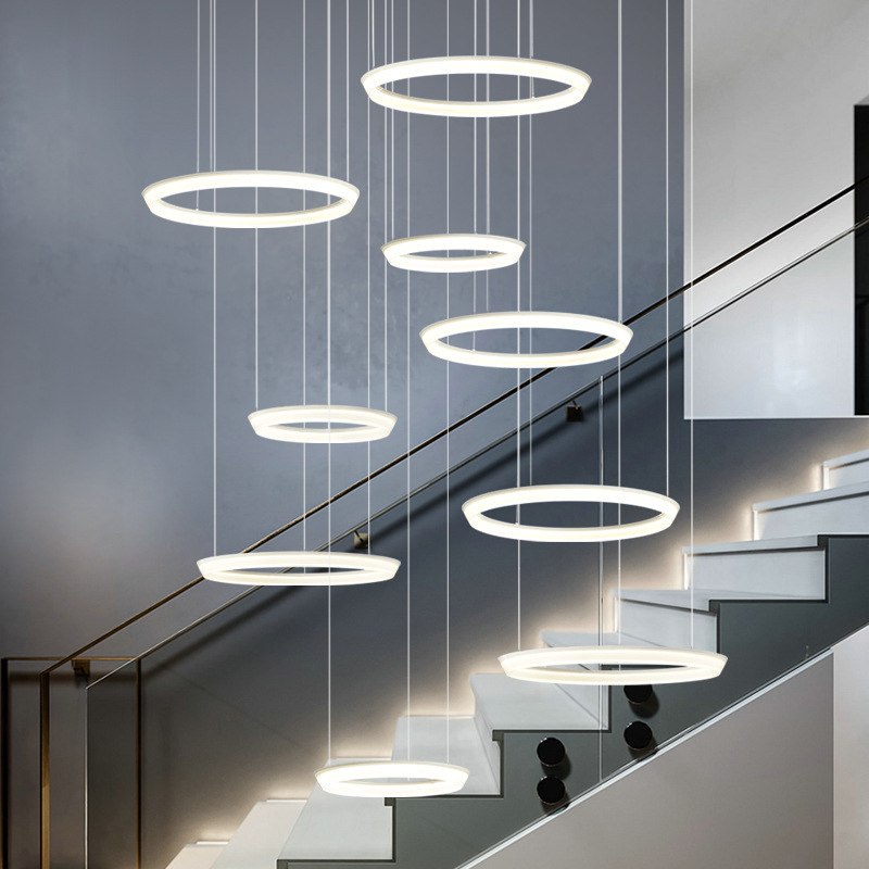 クリームスタイルシャンデリア北欧モダンシンプルモデルルームリビングルームベッドルームダイニングルームランプデザイナーLEDリングランプ|undefined