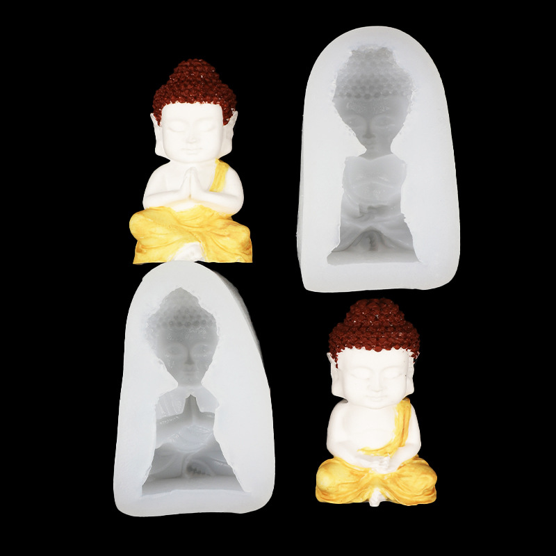 Q versión Buda molde de silicona artesanía Buda aromaterapia vela yeso decoración del coche adornos
