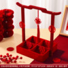 Red wooden portable four-compartment fruit box - small (nuts not included)