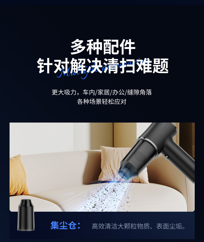Car Vacuum Cleaner, Suction and Blowing Integrated Dual-Purpose Wireless Mini Vacuum Cleaner, Car Household Electric Dust Blower with Strong Suction